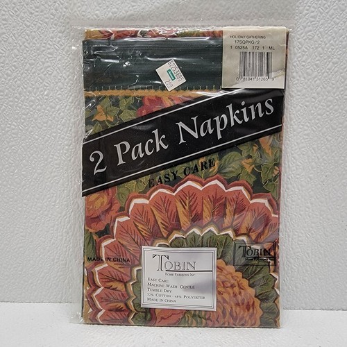 Vintage Tobin Lot of 6 Cloth Napkins Holiday Gathering Thanksgiving Turkey Item image 3