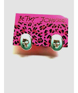 Betsey Johnson Blue Enamel Skull Face Punk Post Earrings - $12.99
