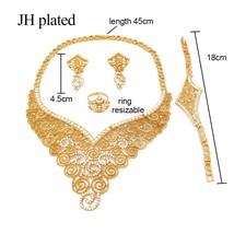 Jewelry set new 24K gold color for women African Indian Dubai bridal wedding gif - £20.95 GBP