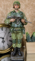 Military Battlefield Marine Army Soldier Standing On Guard With Rifle Figurine - £23.42 GBP