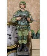 Military Battlefield Marine Army Soldier Standing On Guard With Rifle Fi... - $41.01 CAD