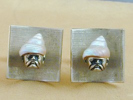 Vintage Swanks Arts Of The World Cuff Links Man Venetian Real Seashell Hat - £32.04 GBP