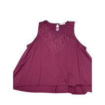 WallFlower Tank Top Lace Keyhole Sleeveless Blouse Maroon Woman&#39;s Plus s... - $17.87