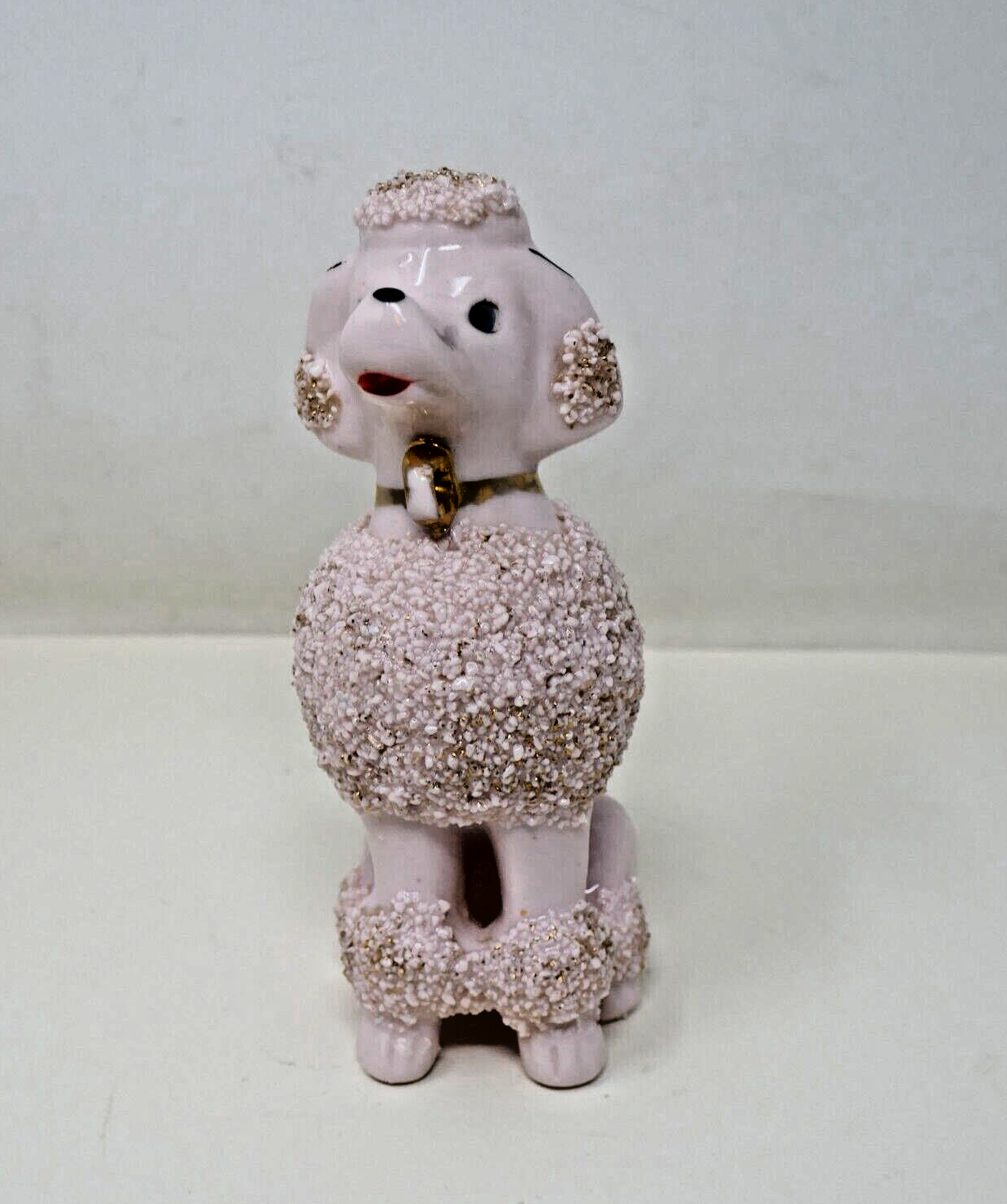Primary image for Lefton MCM 1950s Pink Porcelain Spaghetti French Poodle Figurine