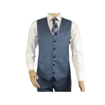 Men Suit BERLUSCONI Turkey 100% Italian Wool Super 180's 3pc Vested #Ber4 Navy image 8