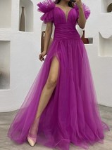 Candy Color Sexy Thigh-High Slit Evening Dresses Off The Shoulder Green Dresses - £142.25 GBP