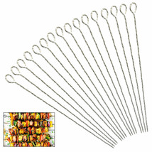 16 Bbq Skewers Shish Kabob Sticks Barbecue Stainless Steel Metal Cook Gr... - £29.09 GBP
