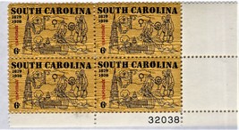 U S Stamp - South Carolina 1670 - 1970, 300 Years 6 Cent Plate Block of 4 Stamp - £1.77 GBP