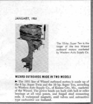 1951 Magazine Photo Wizard 10 HP Super Ten Outboard Motors Western Auto - £6.76 GBP