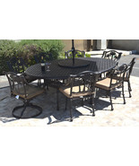Patio dining set 10 piece cast aluminum Nassau table 70 x 100&quot; Palm tree... - €3.379,00 EUR