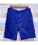 POLO Ralph Lauren 10&quot; Relaxed Fit Chino Shorts Navy Blue Flat Front Mens 32 - £57.28 GBP