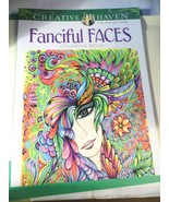 New Dover Creative Haven Fanciful Faces Color Coloring Book Art Craft Co... - €9,56 EUR