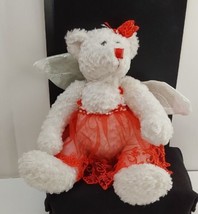 Dan Dee Collectors White Small bear 10&#39; with wing and red dress made in china - £12.27 GBP