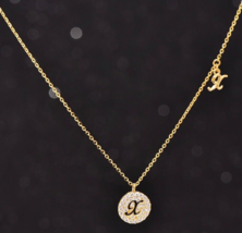 14ct Solid Gold X Kiss Coin Necklace - 14k , gift, small, chain, tiny, sparkle - £144.03 GBP