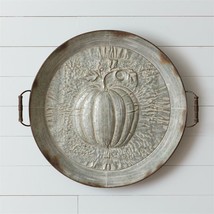 Embossed Pumpkin Wall Tray in distressed metal - 32 inch - £83.94 GBP