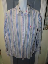Aeropostale Slim Fit Button Down Long Sleeve Striped Shirt Size L Men&#39;s EUC - £14.46 GBP