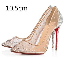 High-heeled Pointed Toe Women&#39;s  Pumps Mesh Stiletto Hollow Pearl Rhinestone Sex - £57.81 GBP