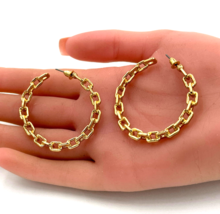 Thick Chain Link Hoop Earrings Gold 1.75&quot; - £10.58 GBP