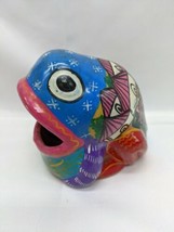 Colorful Tribal Frog Ash Tray Hand Painted Pottery Ceramic Made In Mexico - £17.76 GBP