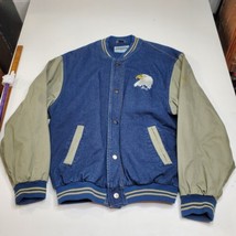 Embroidered Eagle Outback America Size Medium Denim Jacket W Canvas Sleeves - £23.70 GBP