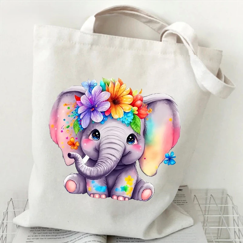 T tote bags women harajuku cartoon vintage shopping canvas bag teenager kawaii elephant thumb200