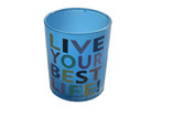 Candle Jar Blue Print Yellow-“Live Your Best Life”2.78inches - $13.74