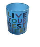 Candle Jar Blue Print Yellow-“Live Your Best Life”2.78inches - $252.04 MXN