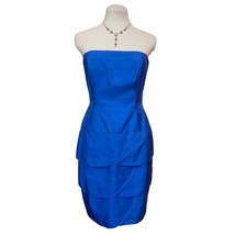 A. J. Bari Strapless Vintage Tiered Blue Dress Size 10 - £55.52 GBP