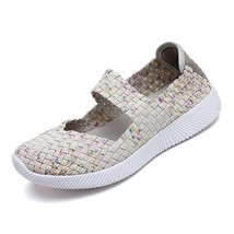 Womens Flats Shoes Summer Sneakers Breath Woven Casual Loafers Soft Walking Shoe - £22.64 GBP
