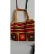 Golden Caravan Tote - hand crocheted, 26 inches wide, 19 inches deep, 14... - $83.76 CAD