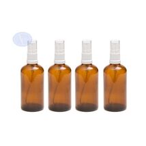 PACK of 4 - 100ml AMBER Glass Bottles with White ATOMISER Sprays. Essent... - $33.00