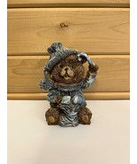Christmas Bear Blue Candy Cane 5&quot; Composite Material - $27.15 CAD