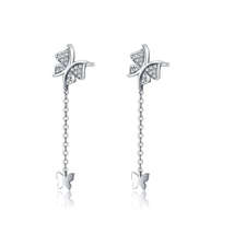 Butterfly Earrings 18ct White Gold Plated Vermeil on Sterling Silver of Trendoll - £44.06 GBP