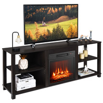 2-Tier TV Stand TV Console Table Heater Storage Cabinet w/18&quot; Electric Fireplace - £338.91 GBP