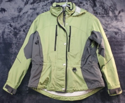 Obermeyer Jacket Women Size 4 Green Black Pockets Long Sleeve Hooded Full Zipper - £28.44 GBP