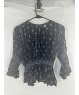 Black Lace Peplum Blouse Top Franchesca’s Blue Rain Boutique Women’s S - $11.85 CAD