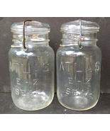 Vintage Atlas E-Z Seal Clear Bail Top Canning Mason Jar w/Glass Top Quar... - £22.01 GBP