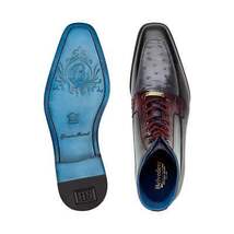 Belvedere Greco Black/Gray/Burgundy Ostrich Quill /Italian Leather Boots R79 image 5