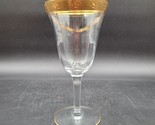 Vintage Elegant TIFFIN Gold Encrusted Rambler Rose Optic WATER/WINE Goblets - $11.87