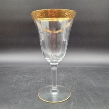 Vintage Elegant TIFFIN Gold Encrusted Rambler Rose Optic WATER/WINE Goblets - $11.87