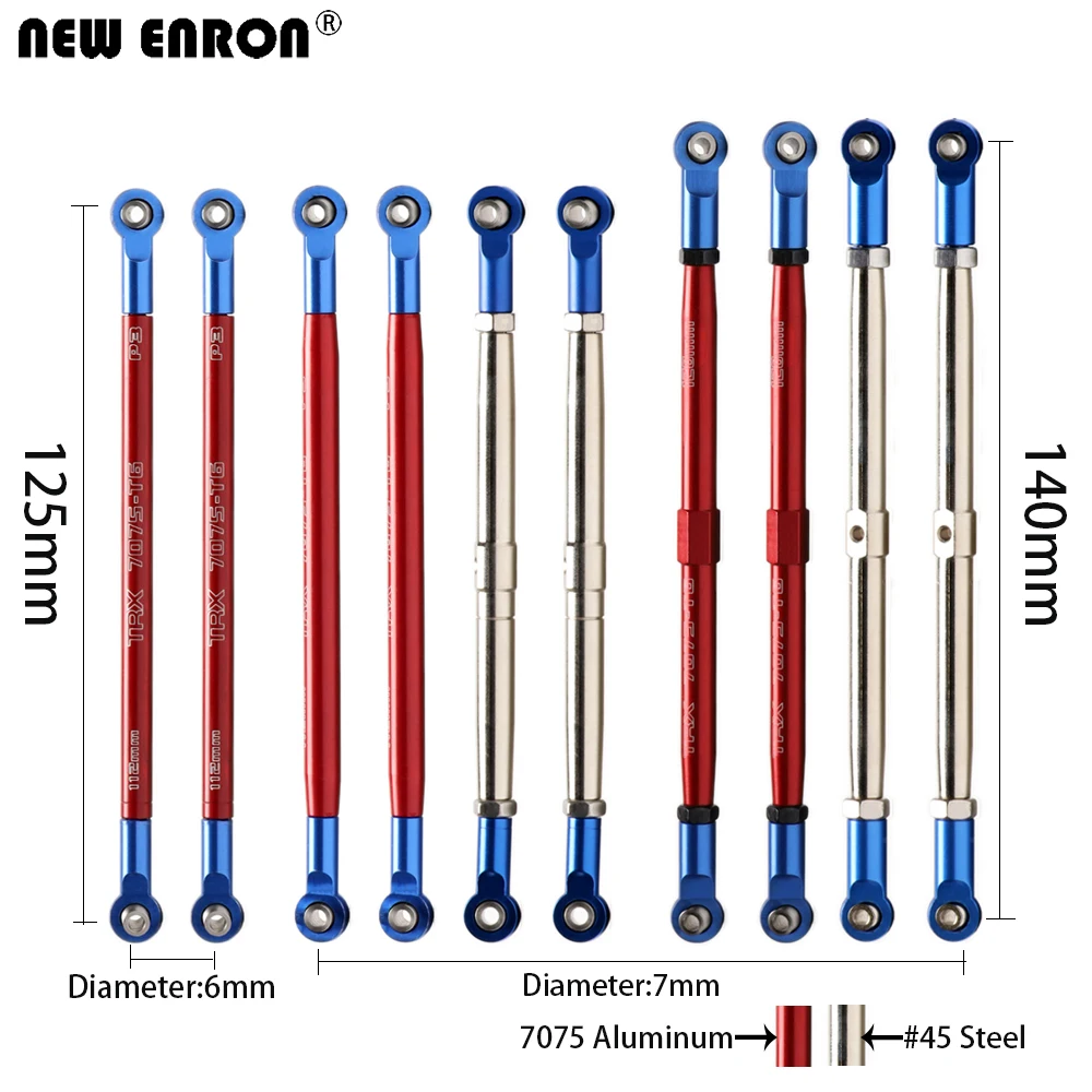 New enron 2pcs or 8pcs alloy steel adustable push rod toe links for rc 110 traxxas thumb200