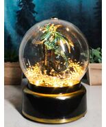 Golden Green Dragon On Castle Mountain Musical LED Air Powered Glitter G... - $45.54 CAD