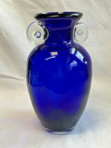 Pretty! Cobalt Blue Art Glass Vase Jug Pitcher Home Interior Decor Vessel - £39.92 GBP