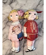 2 VINTAGE Cut N Sew Blonde Girl Dolls Aunt Lindy 15&quot; Plush Pillows MCM r... - $24.99