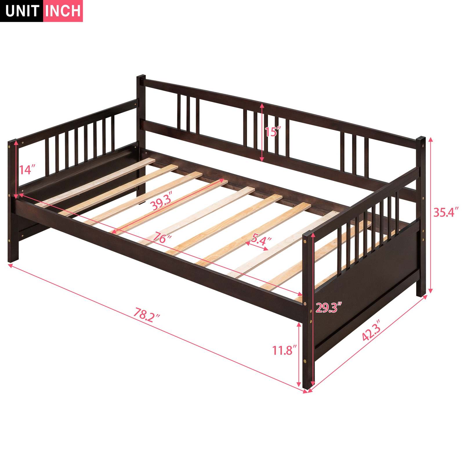 Modern Solid Wood Daybed - Twin Multifunctional, Espresso Finish Item image 3