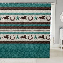 Western Horseshoe Shower Curtain For Bathroom Kids Retro Cowboy Style Bathroom S - $32.99