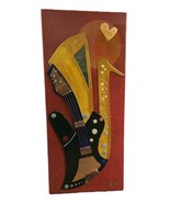 Rare 2007 Alonzo Hubbard Guitar &amp; Saxophone Mixed Media Art Painting Roa... - $3,464.99