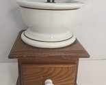 Teleflora Coffee Mill Grinder Wood Porcelain 1982 Vintage  - $27.67