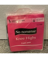 NO NONSENSE 2-Pair Nylon Knee Highs Sheer Toe Off Black Pantyhose M45 PL... - $4.79