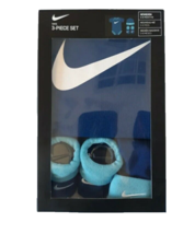 Nike Baby Apparel 3-Piece Set; Bodysuit, Booties &amp; Hat 0-6M. (Blue) - $16.83